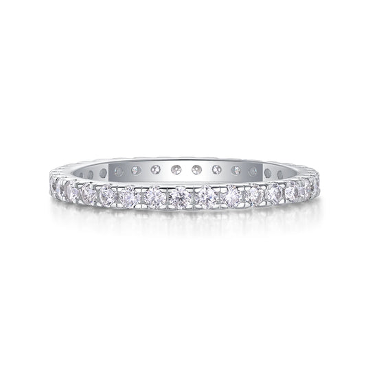 sterling silver jewelry - Silver Ring SLM0172R-White-6 open view
