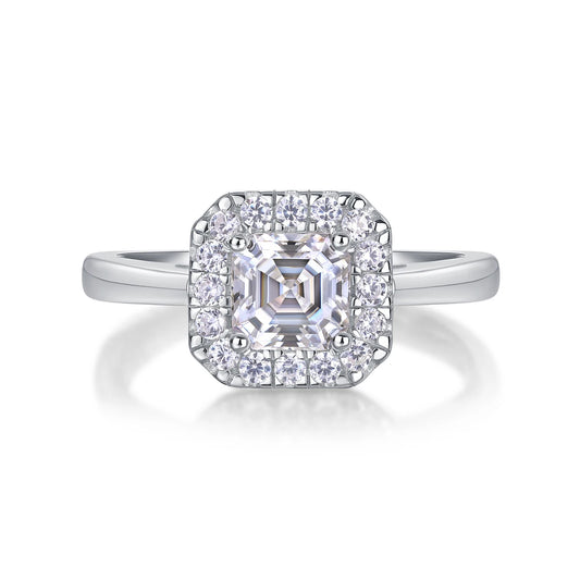 sterling silver jewelry - Silver Ring SLM0176R-White-6 open view