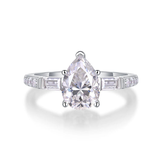 sterling silver jewelry - 13 Silver Ring SLM0171R-White-6 open view