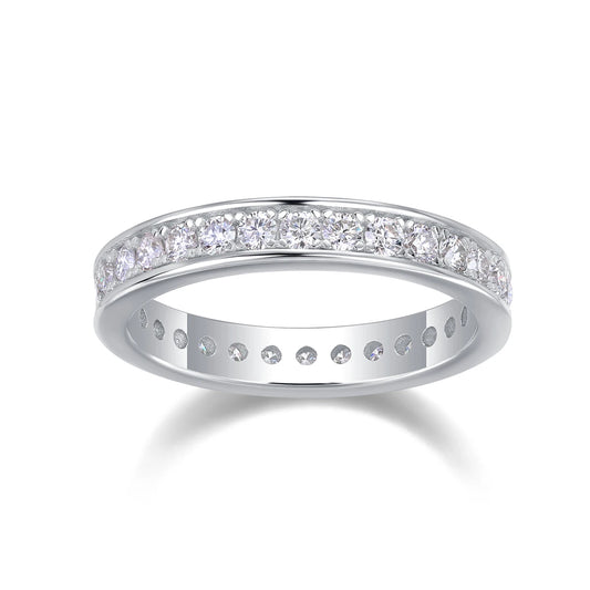 sterling silver jewelry - 15 Silver Ring SLM0169R-White-6 open view