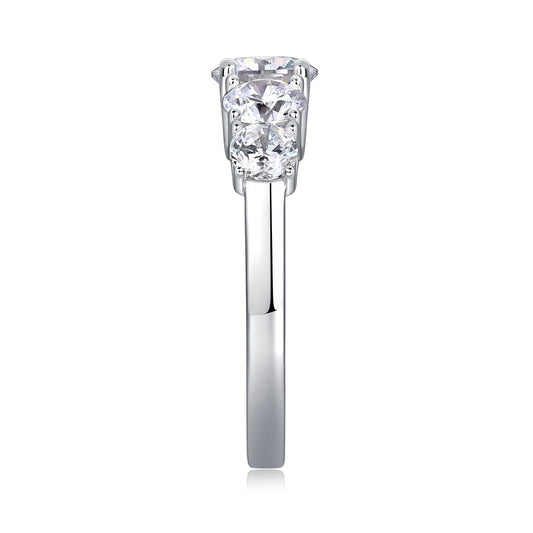sterling silver jewelry - Silver Ring SLM0185R-White-6 open view