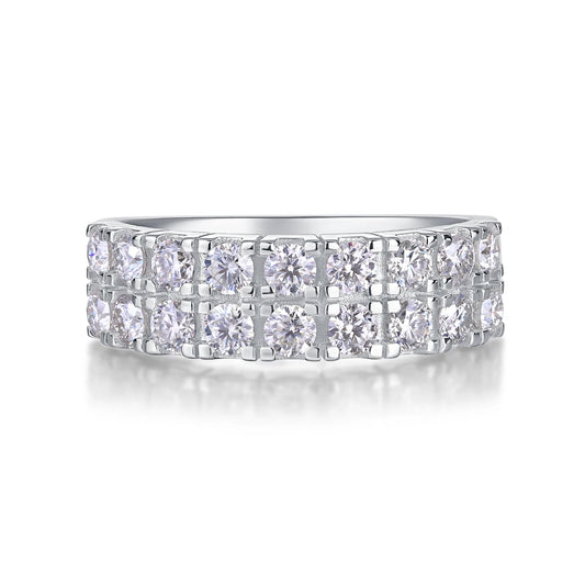 sterling silver jewelry - Silver Ring SLM0178R-White-6 open view