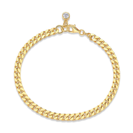 sterling silver jewelry - Silver Gold Bracelet SLM0028B-Gold-19cm front view