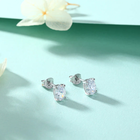 sterling silver jewelry - 925 Clear White Earrings SLM0005E-catalogue open view