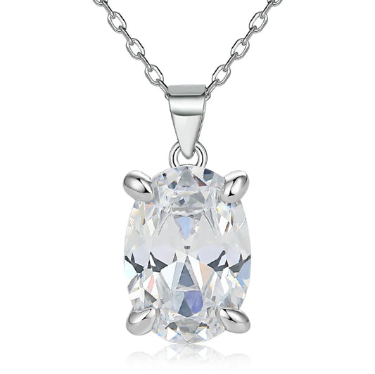 sterling silver jewelry - Silver Pendant Necklaces SLZ0005N-Rhodiun front view