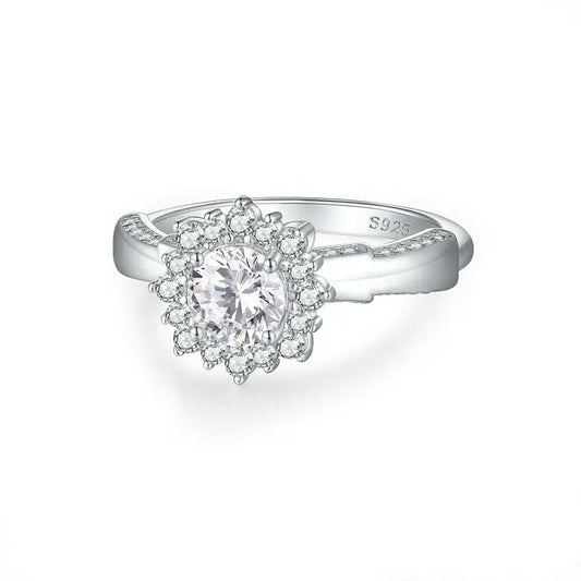 sterling silver jewelry - 925 Silver Ring SLZ0036R-flower ring-6 open view