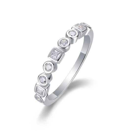 sterling silver jewelry - Silver White Ring SLM0137R-silver-6 front view