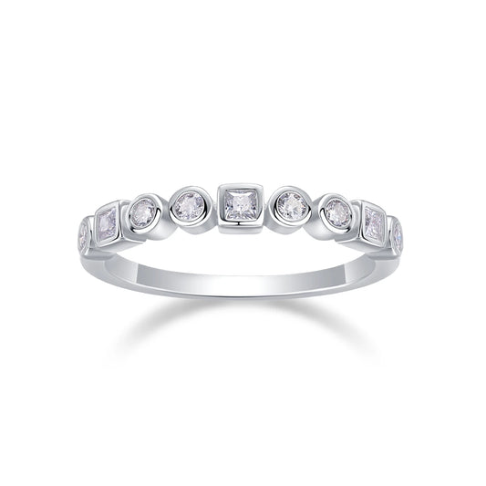 sterling silver jewelry - Silver White Ring SLM0137R-silver-6 open view