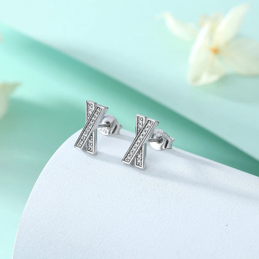 sterling silver jewelry - 925 Silver White Earrings SLM0013E-catalogue open view