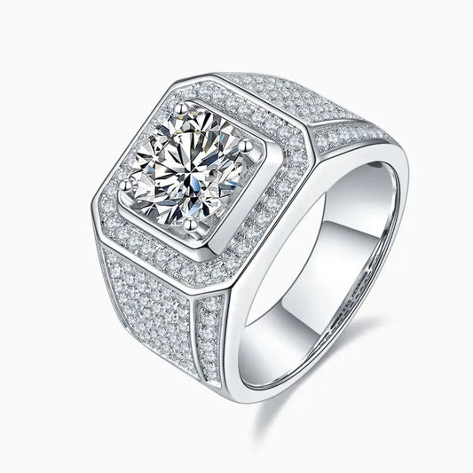 sterling silver jewelry - Silver Gold Ring SLM0090R-White-6 front view