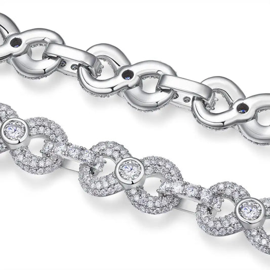 sterling silver jewelry - Silver Bracelet SLM0007B-White open view