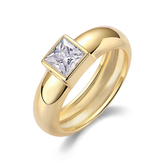 sterling silver jewelry - Gold Silver Ring SLM0125R-Gold-9 front view