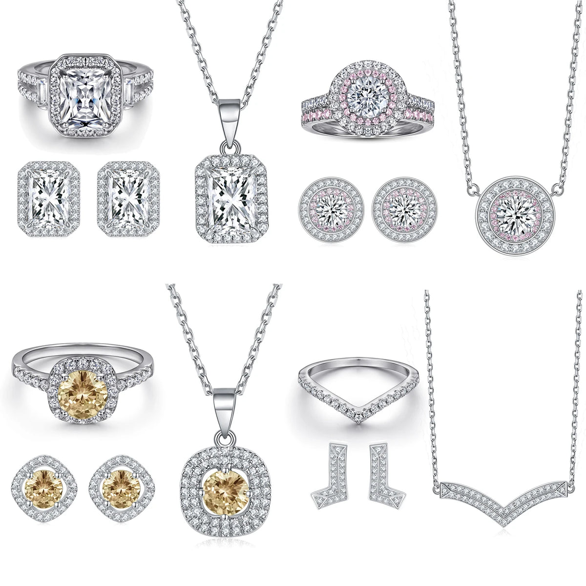 sterling silver jewelry - 925 Silver Ring Necklace Earring SLZ0002SET-TLTZ024-7 detail view