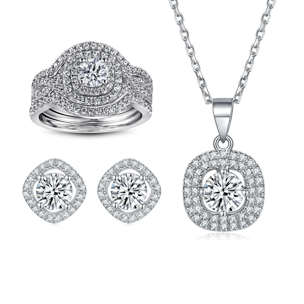 sterling silver jewelry - 925 Silver Ring Necklace Earring SLZ0002SET-TLTZ024-7 product view 06