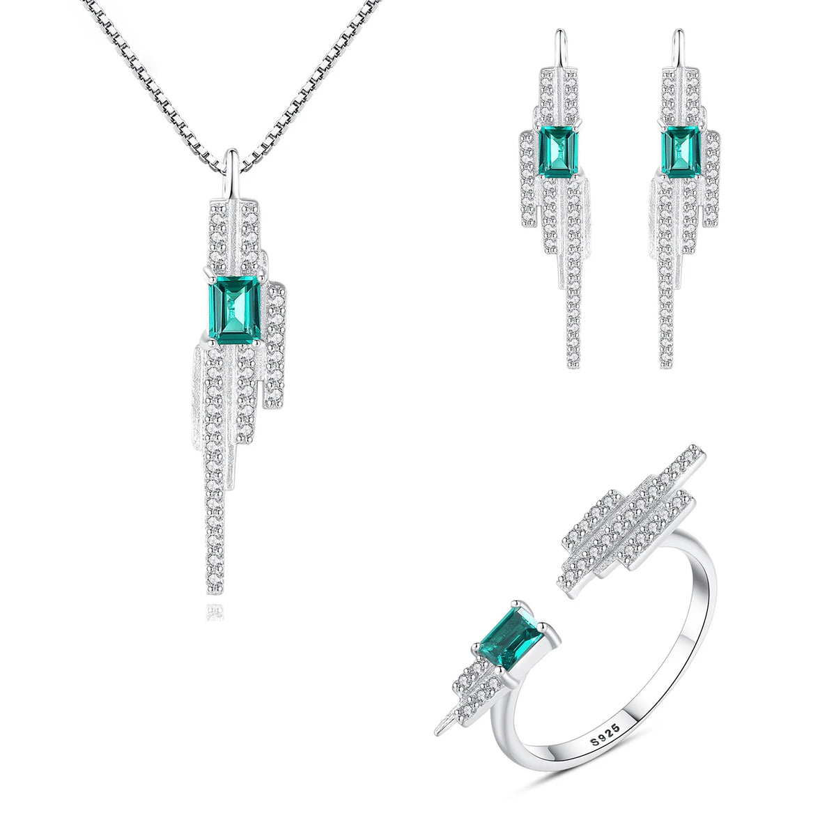 sterling silver jewelry - 925 Silver Ring Necklace Earring SLZ0002SET-TLTZ024-7 product view 07