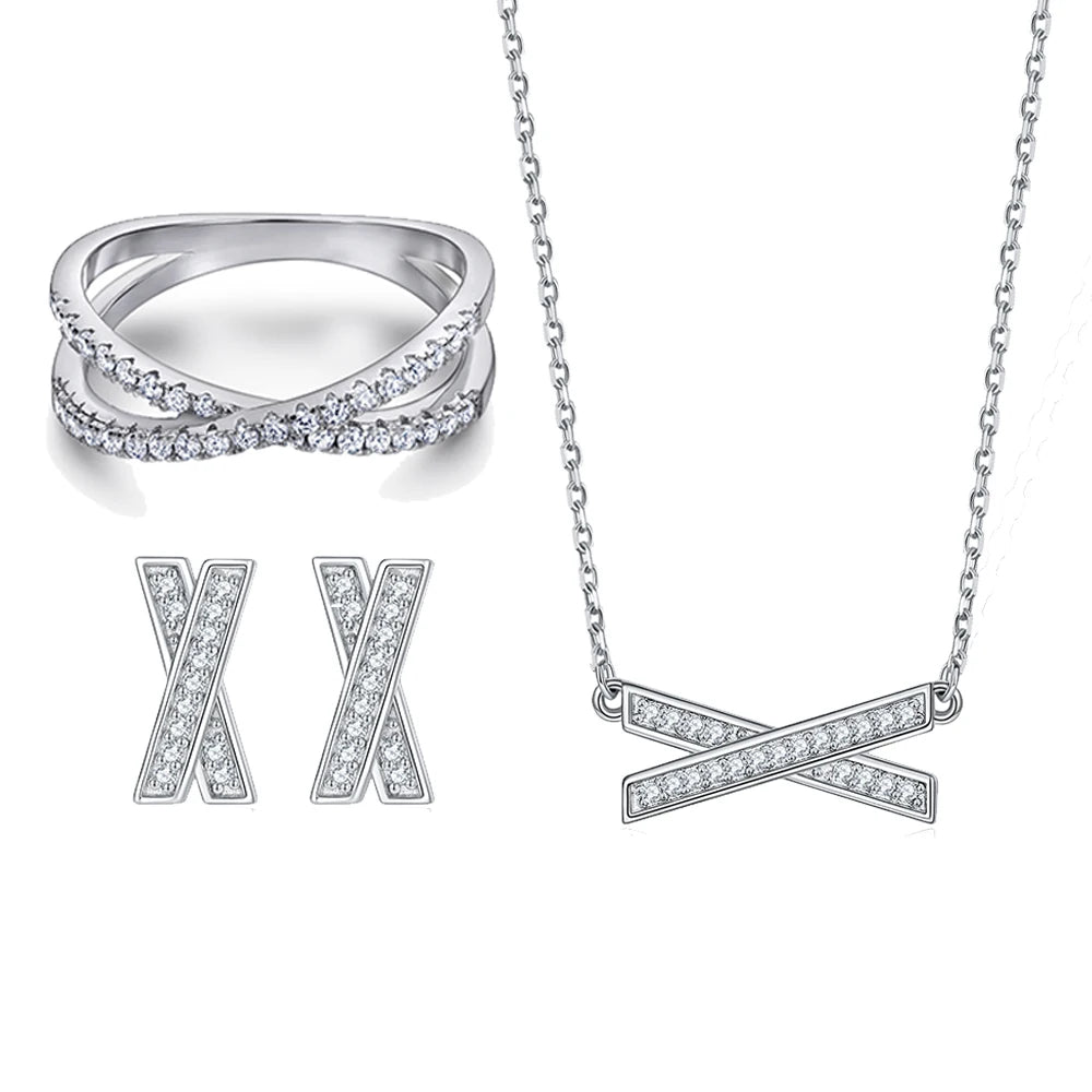 sterling silver jewelry - 925 Silver Ring Necklace Earring SLZ0002SET-TLTZ024-7 product view 13