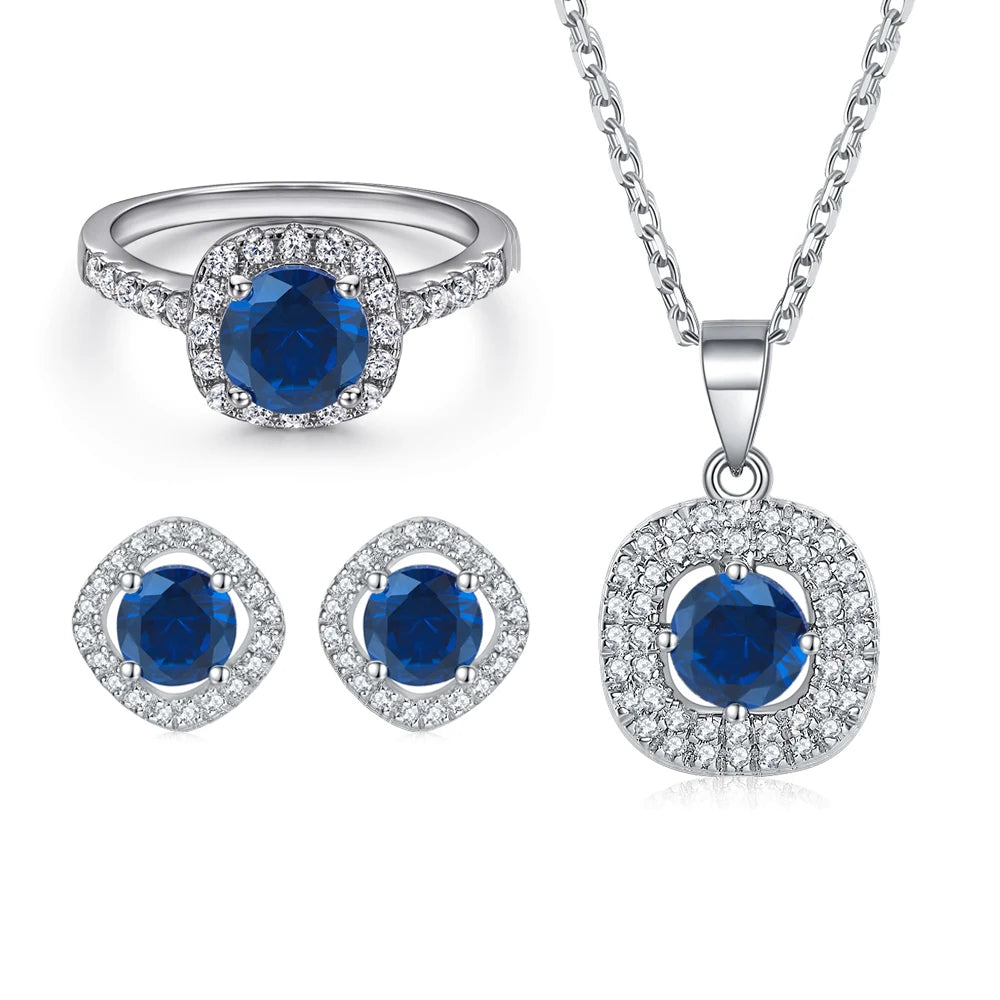 sterling silver jewelry - 925 Silver White Ring Necklace Earring SLZ0005SET-TLTZ032-6 product view 06