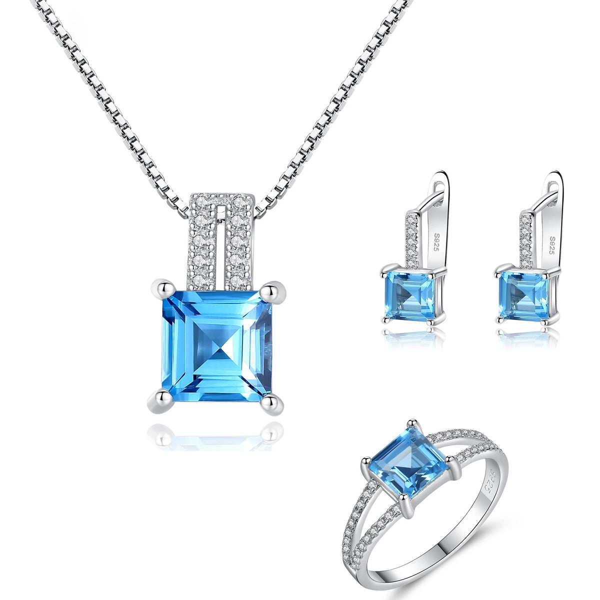 sterling silver jewelry - 925 Silver White Ring Necklace Earring SLZ0005SET-TLTZ032-6 product view 08