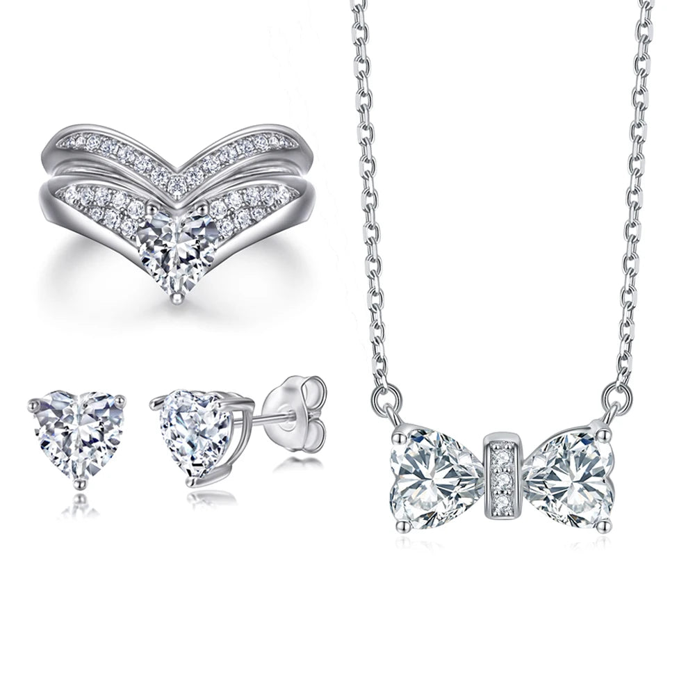 sterling silver jewelry - 925 Silver White Ring Necklace Earring SLZ0005SET-TLTZ032-6 product view 10