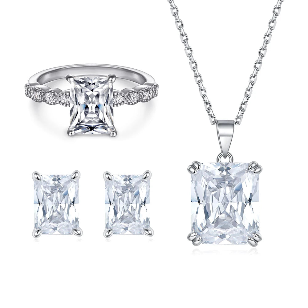 sterling silver jewelry - 925 Silver White Ring Necklace Earring SLZ0005SET-TLTZ032-6 product view 12