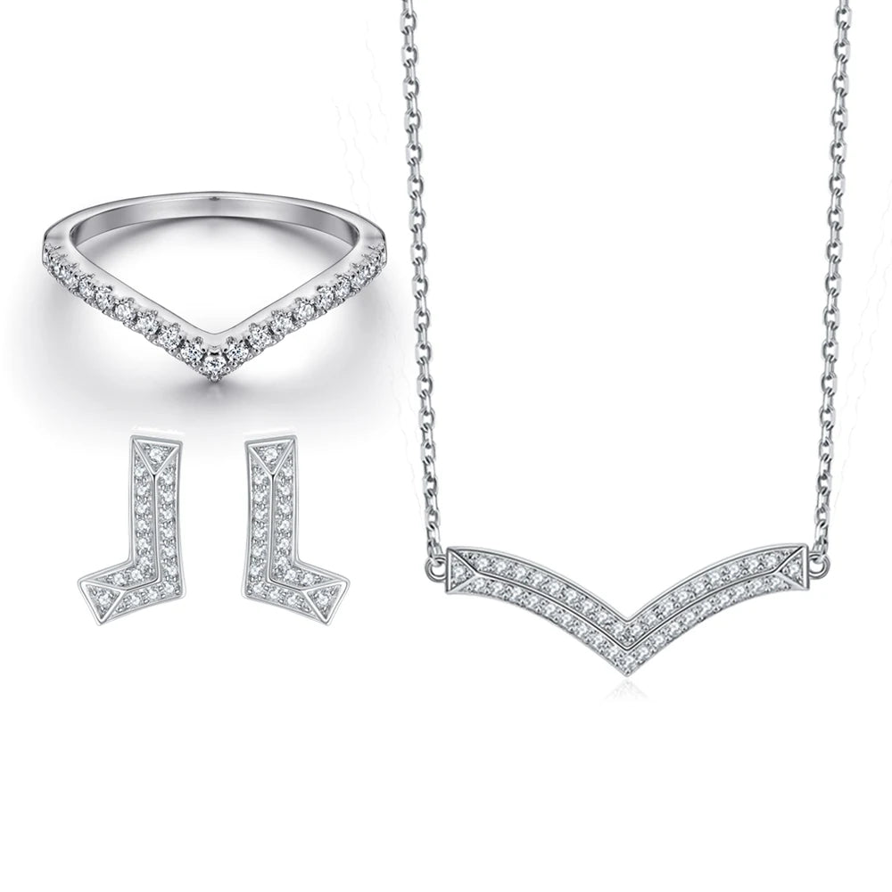 sterling silver jewelry - 925 Silver White Ring Necklace Earring SLZ0005SET-TLTZ032-6 product view 15