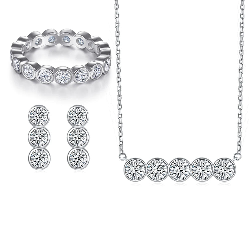 sterling silver jewelry - 925 Silver White Ring Necklace Earring SLZ0005SET-TLTZ032-6 product view 17
