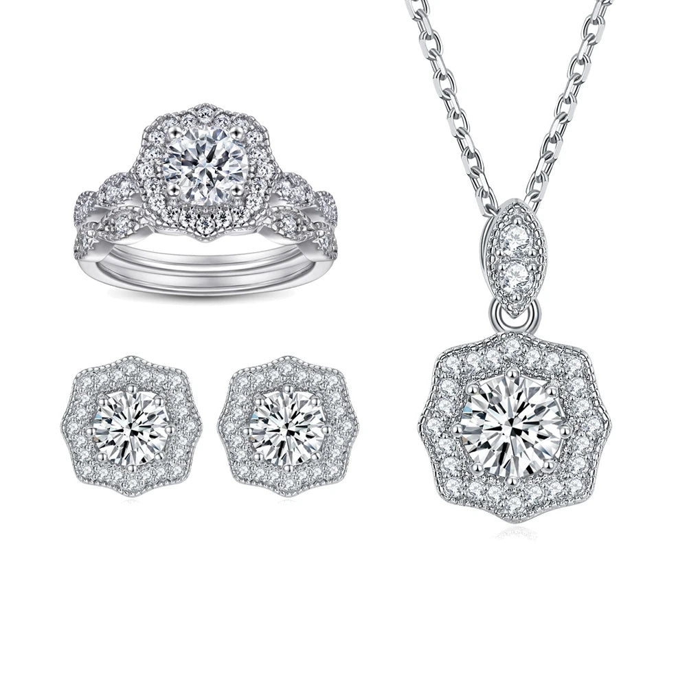 sterling silver jewelry - 925 Silver White Ring Necklace Earring SLZ0005SET-TLTZ032-6 product view 18