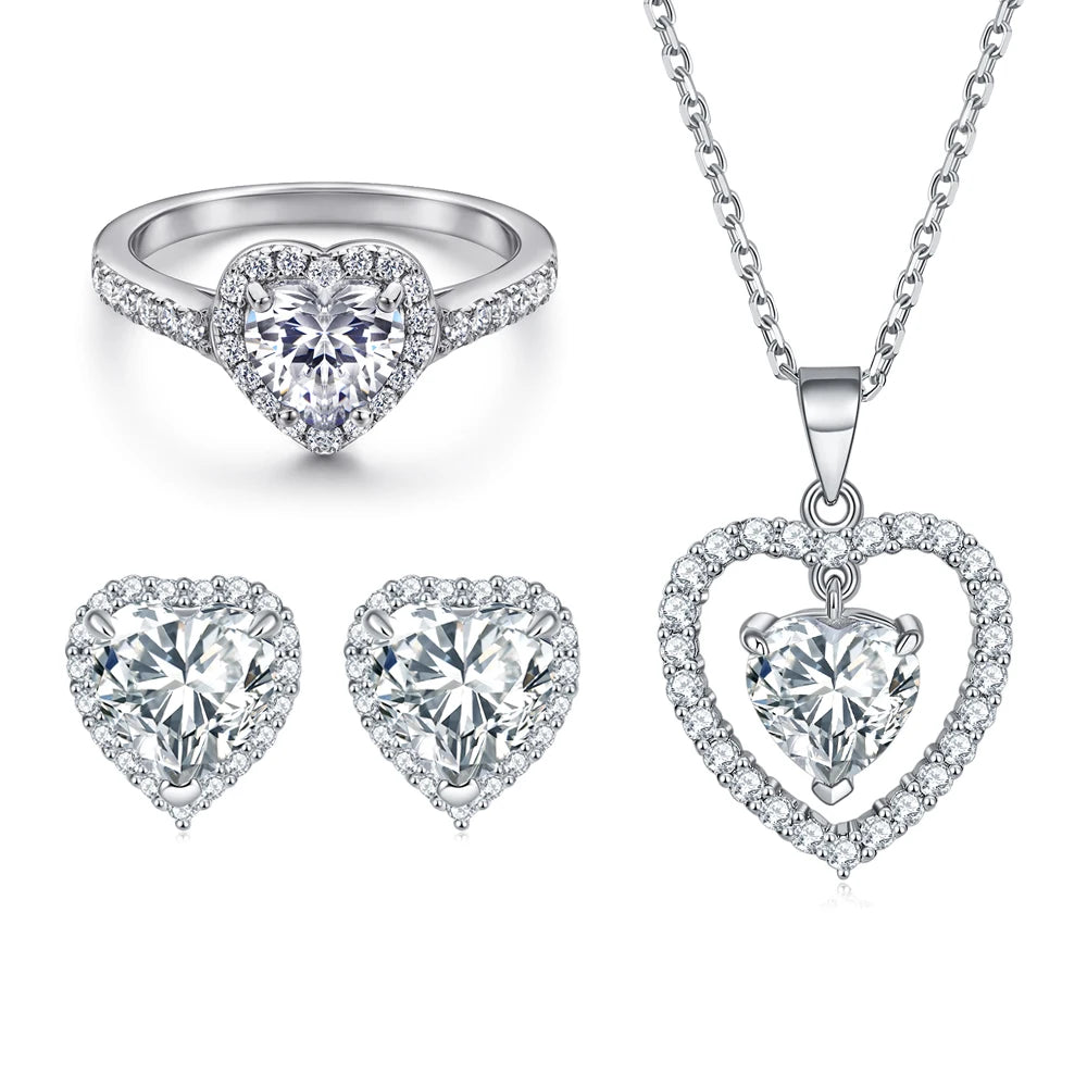 sterling silver jewelry - 925 Silver White Ring Necklace Earring SLZ0005SET-TLTZ032-6 product view 20
