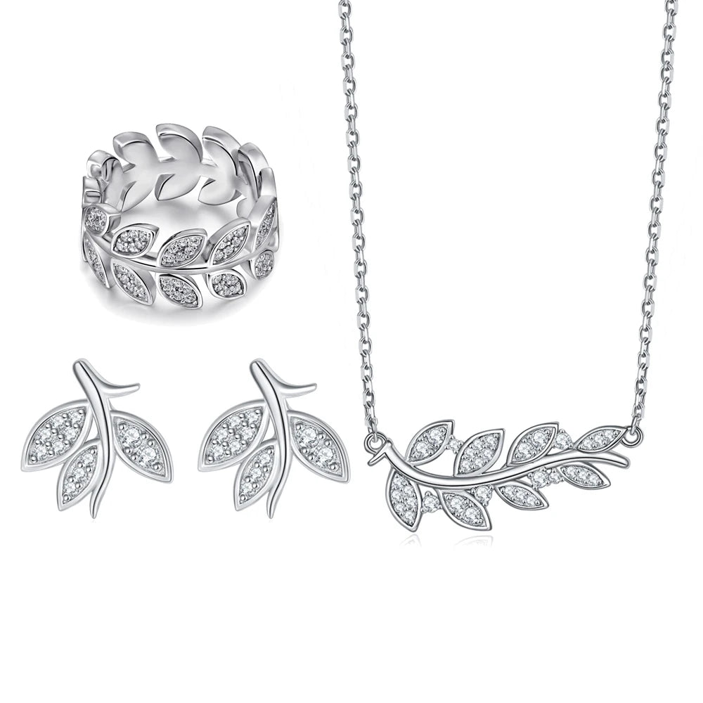 sterling silver jewelry - 925 Silver White Ring Necklace Earring SLZ0005SET-TLTZ032-6 product view 22