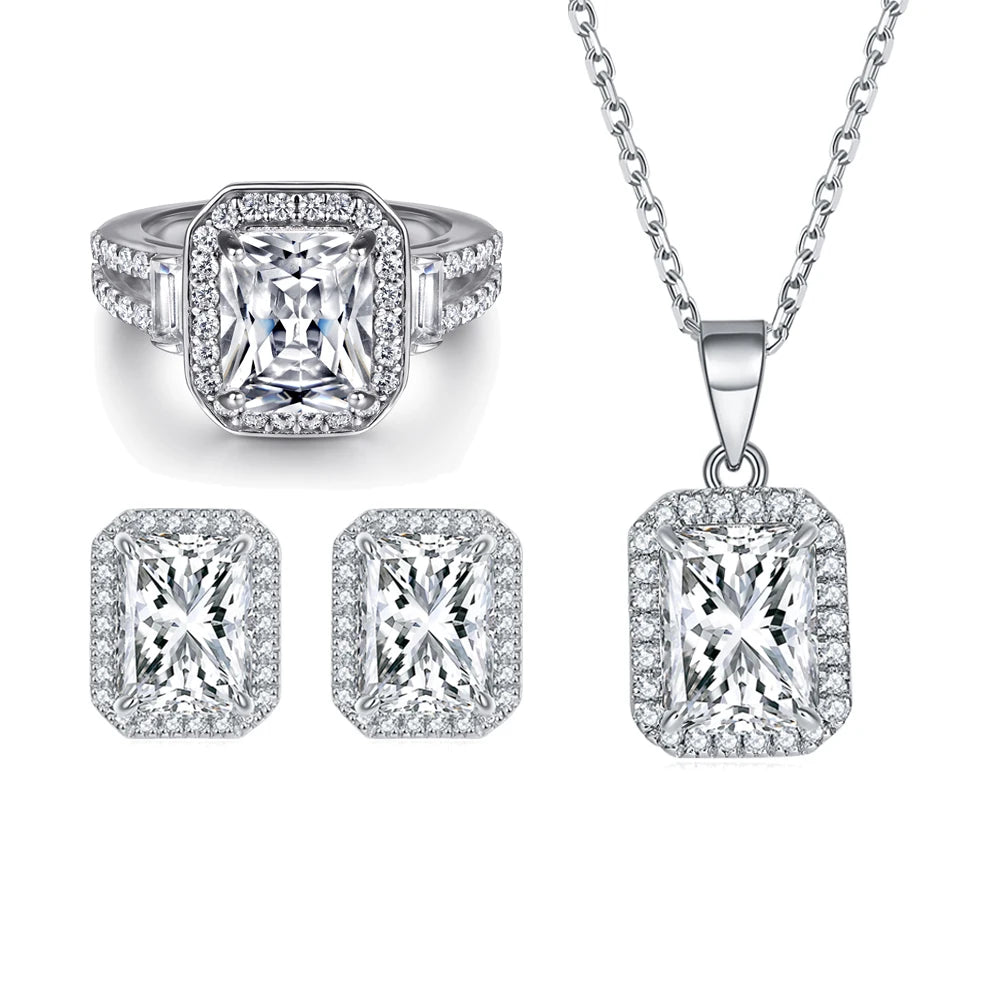 sterling silver jewelry - 925 Silver White Ring Necklace Earring SLZ0005SET-TLTZ032-6 product view 24