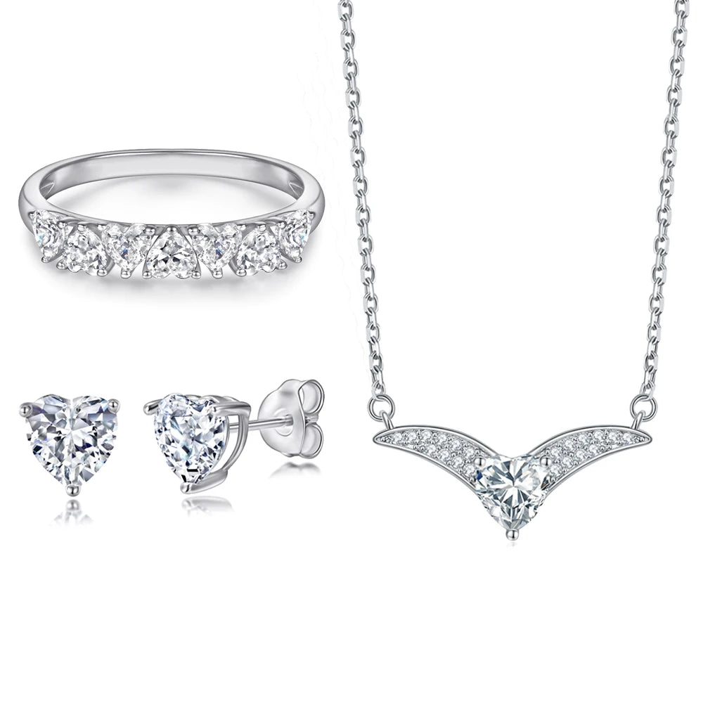 sterling silver jewelry - 925 Silver White Ring Necklace Earring SLZ0005SET-TLTZ032-6 product view 25