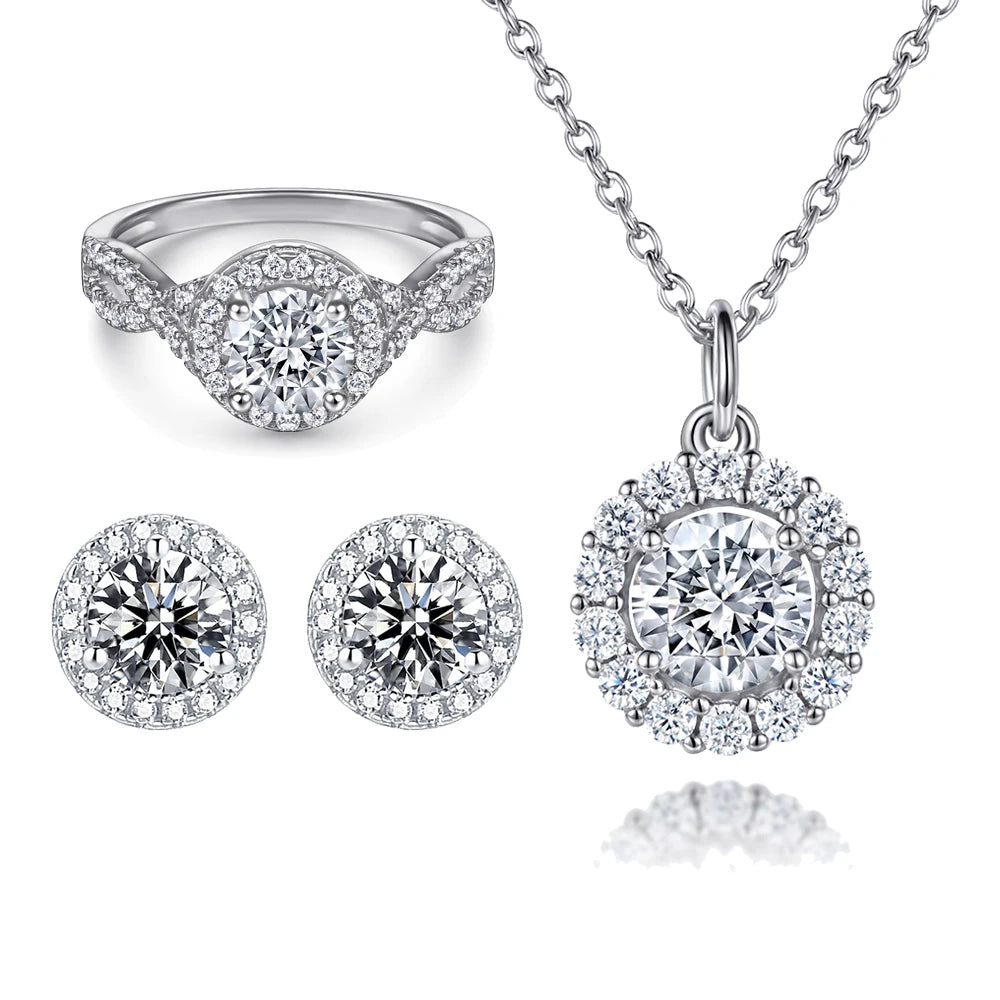 sterling silver jewelry - 925 Silver White Ring Necklace Earring SLZ0005SET-TLTZ032-6 product view 26