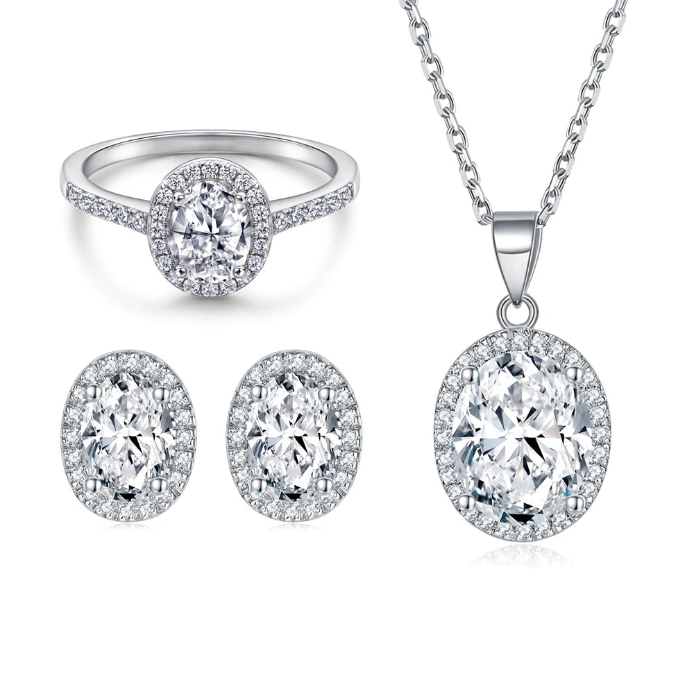 sterling silver jewelry - 925 Silver White Ring Necklace Earring SLZ0005SET-TLTZ032-6 product view 28