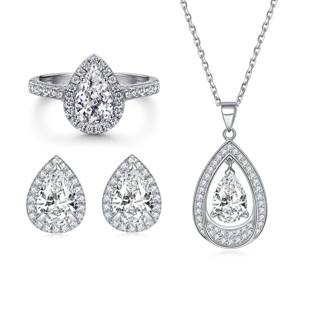 sterling silver jewelry - 925 Silver White Ring Necklace Earring SLZ0005SET-TLTZ032-6 product view 30