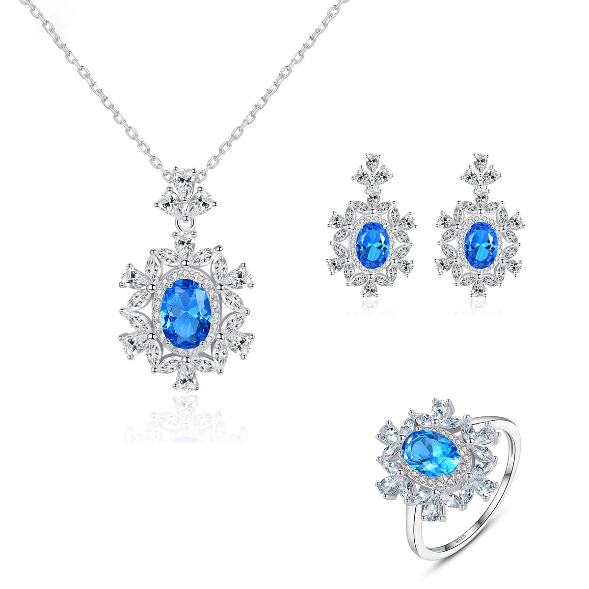 sterling silver jewelry - 925 Silver Ring Necklace Earring SLZ0004SET-SS-JS07-7 product view 06