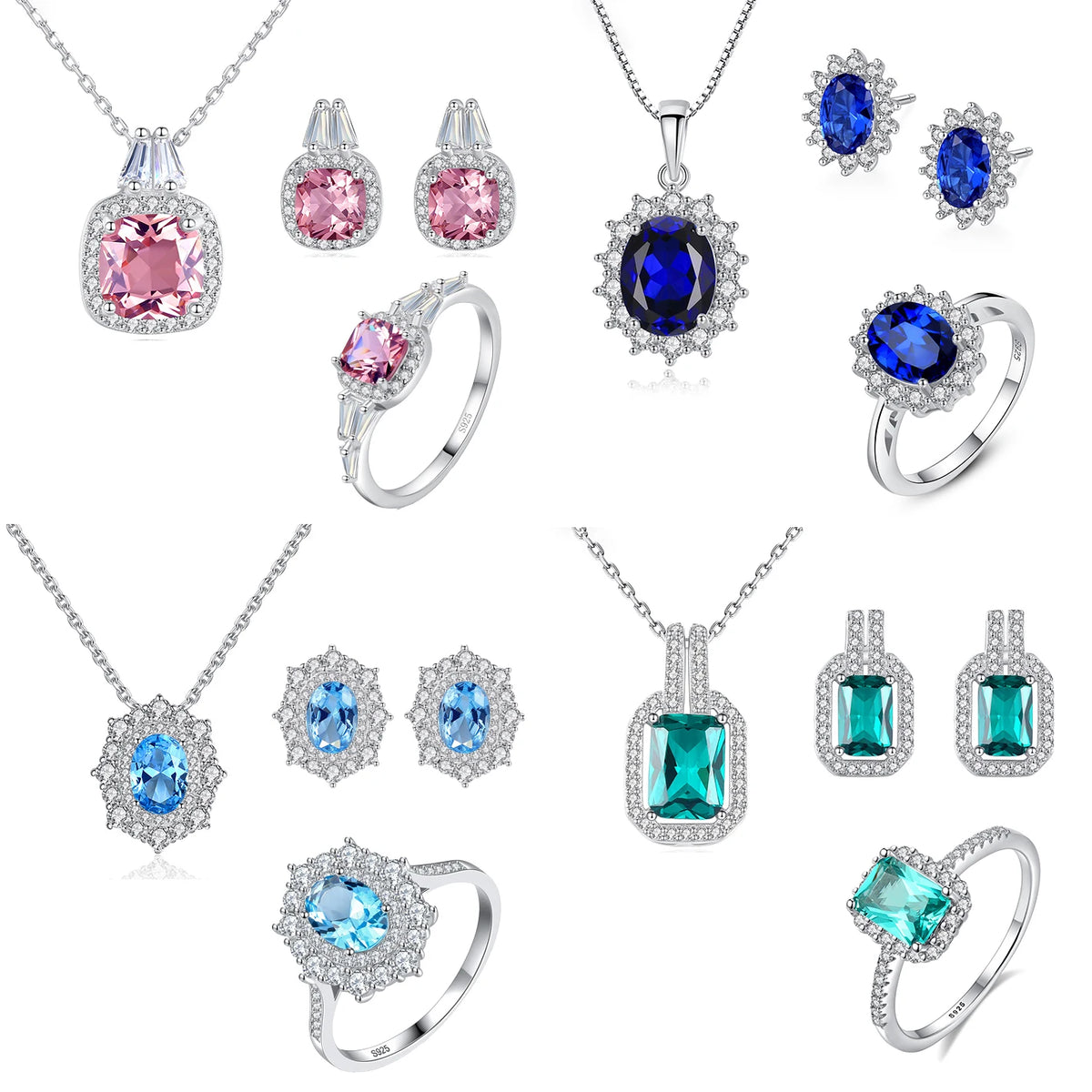 sterling silver jewelry - Ring Necklace Earring SLZ0001SET-TLTZ075-7 open view