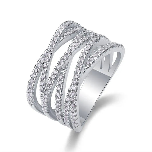 sterling silver jewelry - 925 Silver Ring SLM0098R-White-6 front view