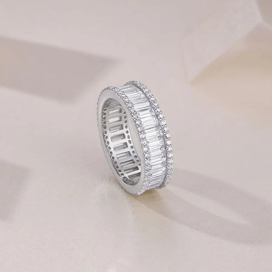 sterling silver jewelry - Silver White Ring SLM0104R-White-6 detail view