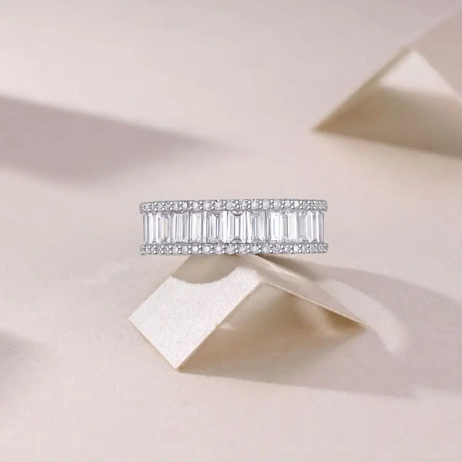 sterling silver jewelry - Silver White Ring SLM0104R-White-6 product view 05