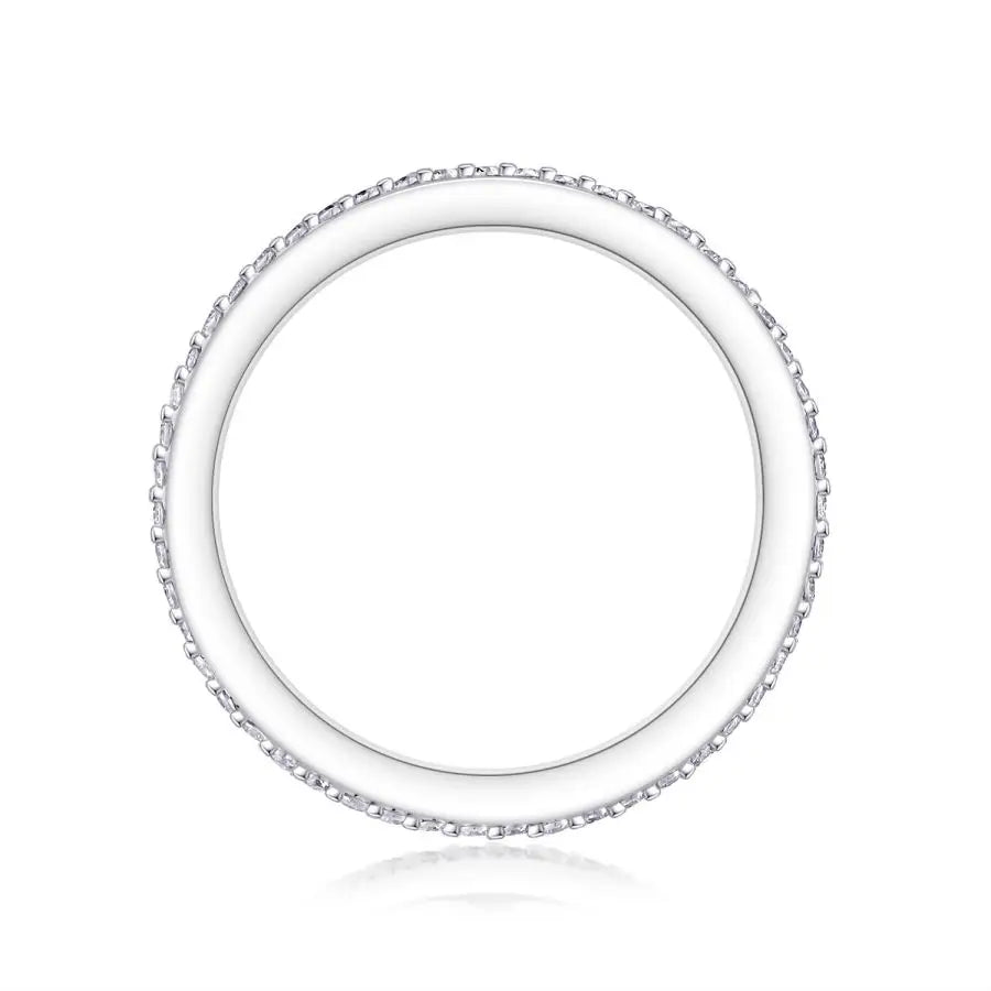 sterling silver jewelry - Silver White Ring SLM0104R-White-6 side view