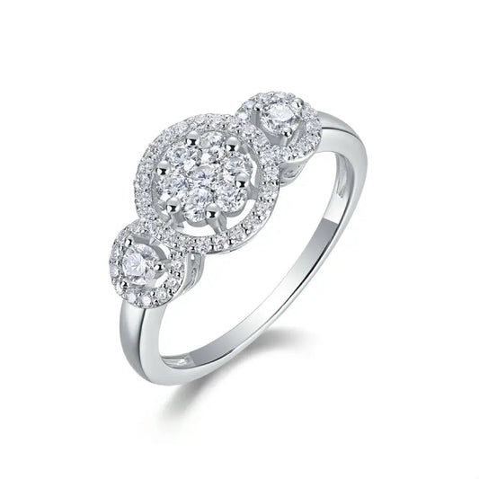 sterling silver jewelry - 925 Gold Silver Rings SLM0111R-White-6 front view