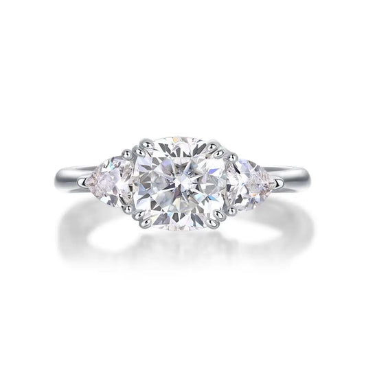 sterling silver jewelry - Silver White Ring SLM0122R-White-6 open view