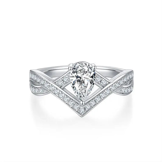 sterling silver jewelry - 5x8mm Silver Ring SLM0055R-silver-6 open view