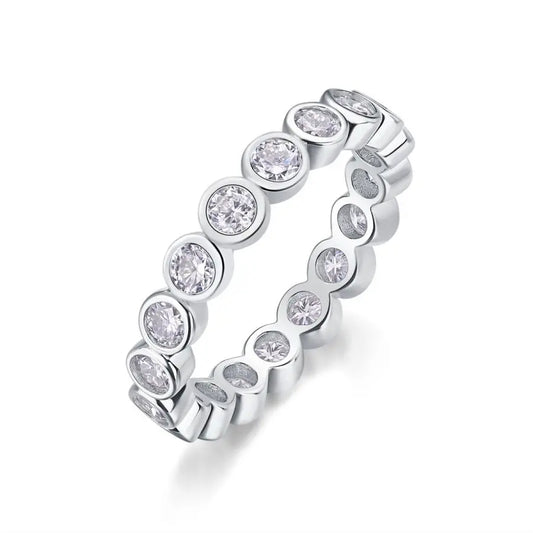sterling silver jewelry - Silver Ring Rings SLM0119R-White-6 front view