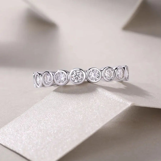 sterling silver jewelry - Silver Ring Rings SLM0119R-White-6 open view