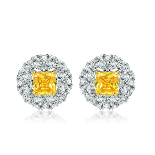 sterling silver jewelry - Yellow White Earrings SLM0004E-catalogue front view