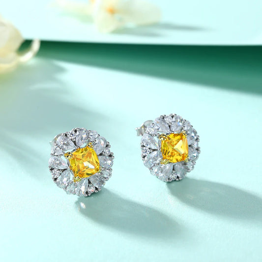 sterling silver jewelry - Yellow White Earrings SLM0004E-catalogue open view