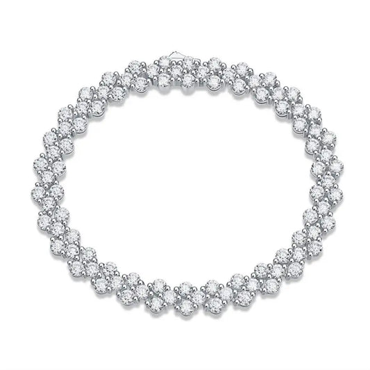 sterling silver jewelry - 925 Silver Bracelet SLM0025B-White-16.5 open view