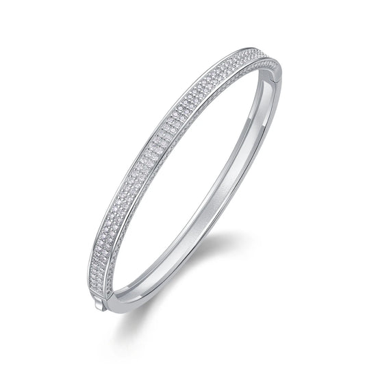 sterling silver jewelry - 925 White Gold Bracelet SLM0039B-White-17cm/6.7in front view
