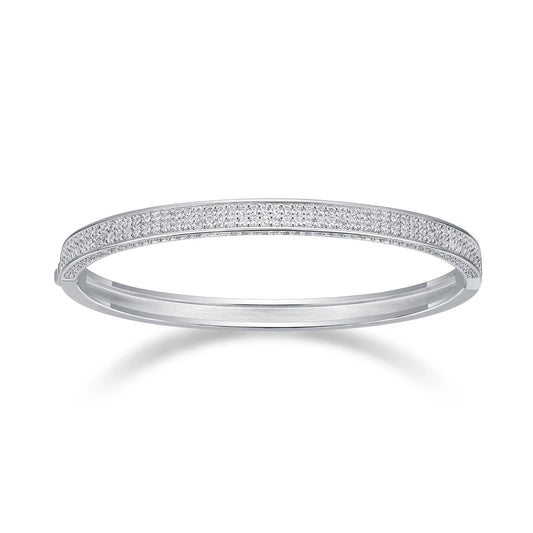 sterling silver jewelry - 925 White Gold Bracelet SLM0039B-White-17cm/6.7in open view